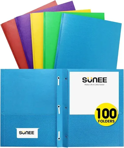 SUNEE 2 Pocket Folders with Prongs