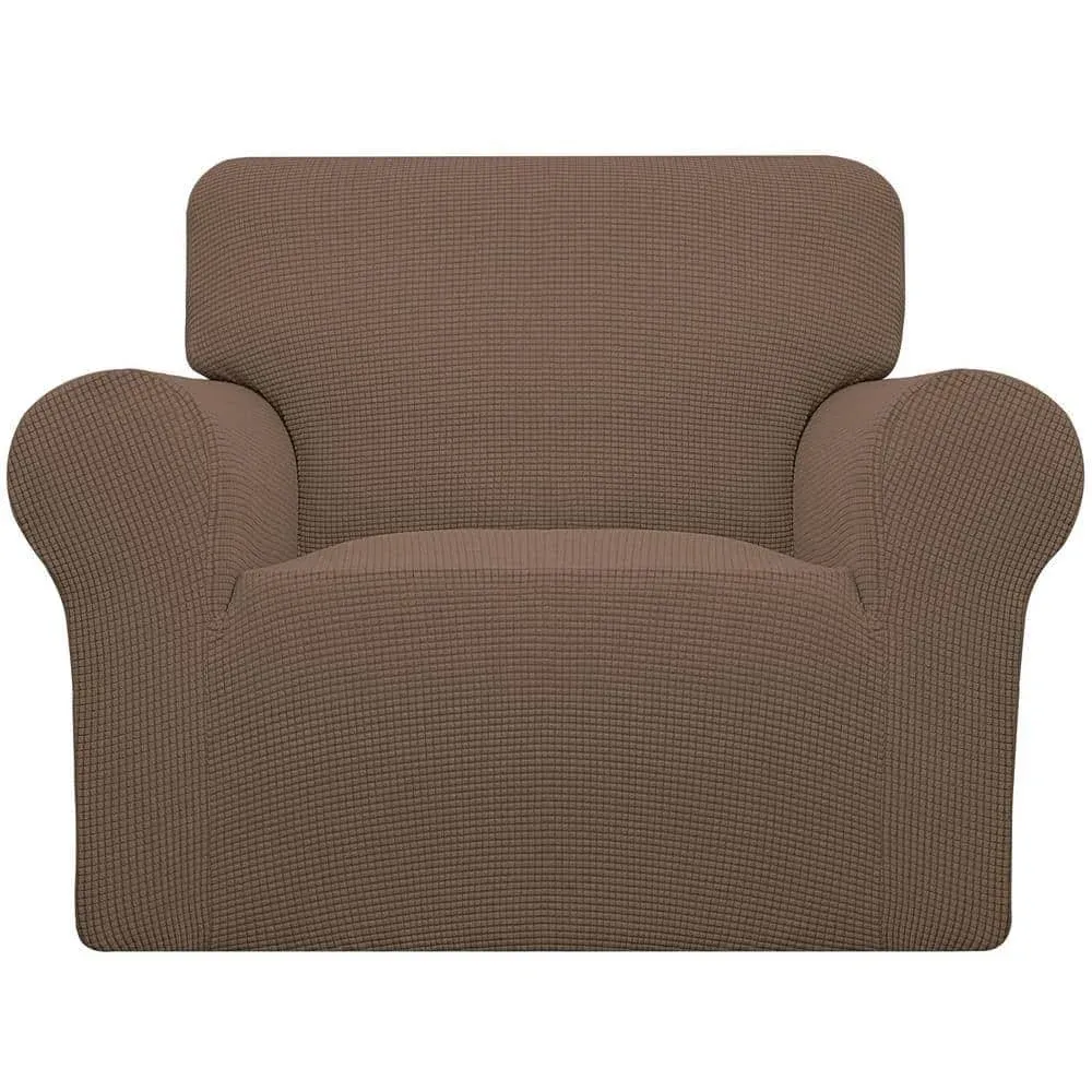 Dyiom Stretch Chair Sofa Slipcover 1-Piece Couch Sofa Cover Furniture Protector Soft with Elastic Bottom Chair, Brown