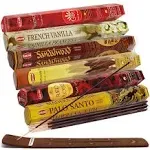 Hem Incense Sticks Variety Pack #23-120 Insence-Sticks (6 Incents x 20 Insense) + Incense Stick Holder with 6 Most Liked Scents Including Patchouli Dragons Blood White Sage Frankincense-Myrrh