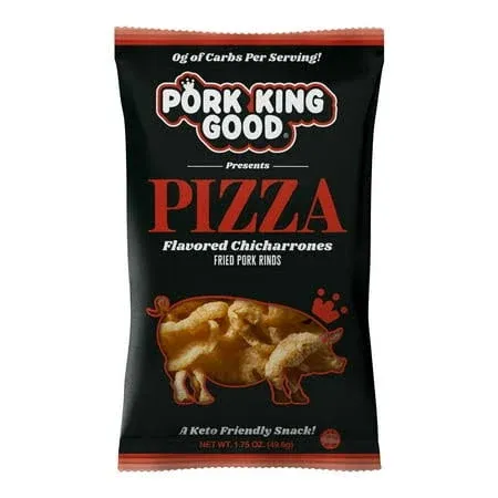 Pork King Good Pepperoni Pizza Pork Rinds (Chicharrones) (4 Pack) Keto Snacks