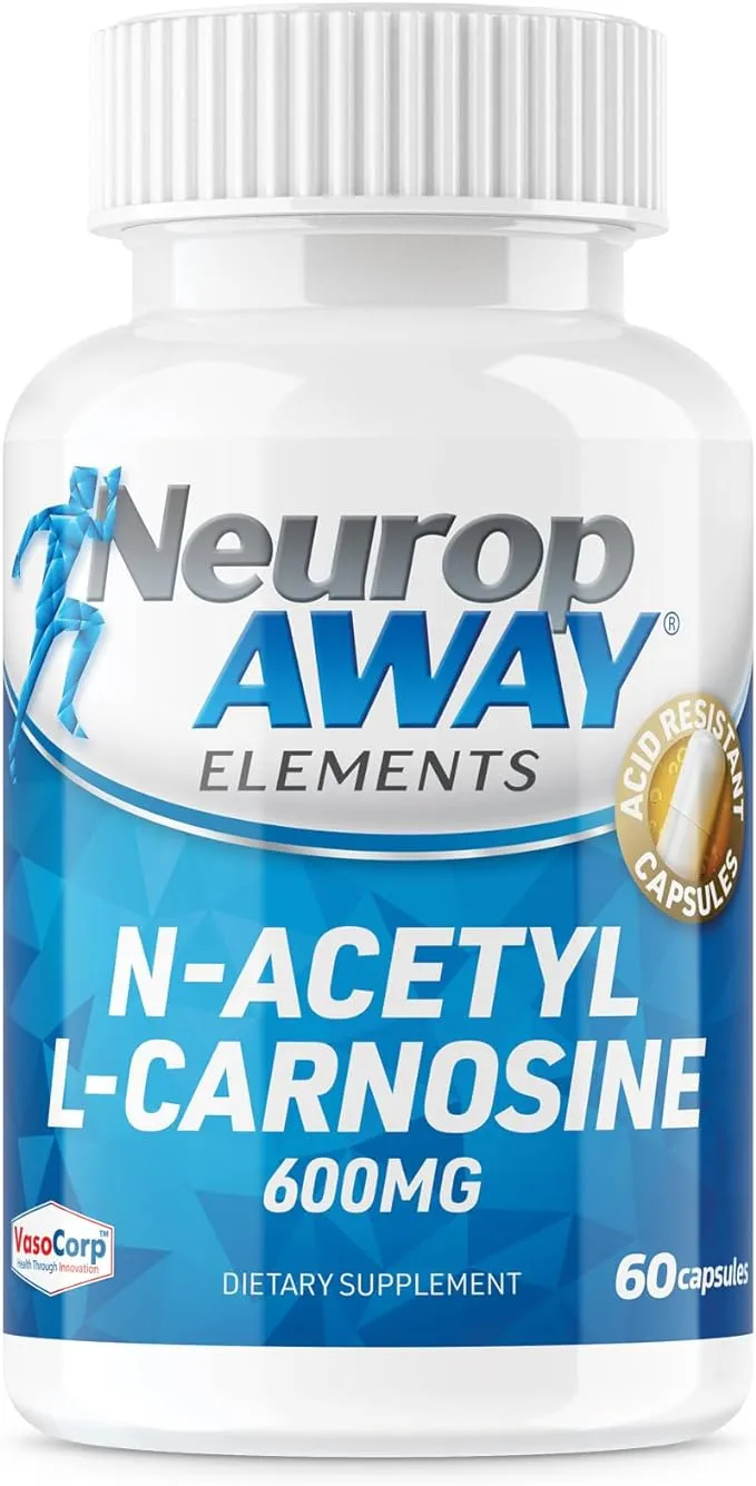 NeuropAWAY Elements N-Acetyl-L-Carnosine 600mg 60CT Acid Resistant Capsules Third Party Tested Manufactured in a CGMP Facility