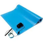 Bertech ESD Mat Kit (Made in Usa), 20 Inches Wide x 30 Inches Long x 0.094 Inches Thick, Blue, Includes A Wrist Strap and Grounding Cord, Rohs and Rea