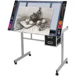 Drafting Table, 41.2&#039;&#039;W X 24&#039;&#039;D Glass Top Adjustable Craft Table Drawng Desk Art