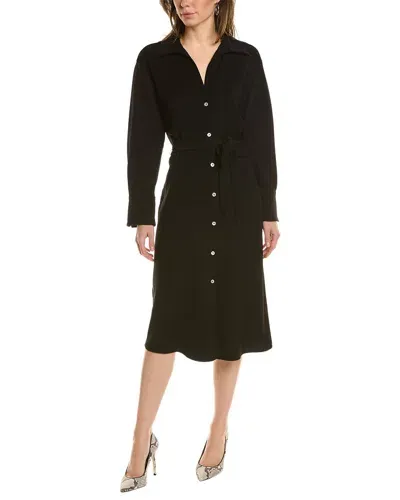 Pointed-collar Cotton Shirt Dress In Black