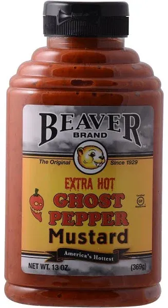 Beaver Extra Hot Ghost Pepper Mustard, 13 oz squeeze bottle