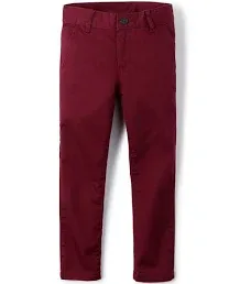 Boys Uniform Skinny Chino Pants - Burgundy