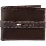 Tommy Hilfiger Men's Leather Ranger Passcase Billfold Wallet Brown