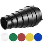 Neewer Medium Aluminum Alloy Conical Snoot Kit with Honeycomb Grid and 5 Gel Filters for Studio Strobe Monolight Photography Flash in Bowens Mount