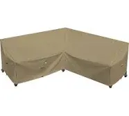 Heavy Duty Outdoor Sectional Sofa Cover, 85"X85" V-Shaped 5-Seater Waterproof 600D Patio Sectional Couch Cover, Lawn Patio Furniture Cover,Desert Khaki