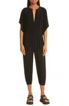 Shop Norma Kamali Rectangular Jogger Jumpsuit Swim Cover-up In Black