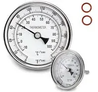 Dial Thermometer, Stainless Steel Thermometer for Home Brewing, 1/2 NPT Kettl...