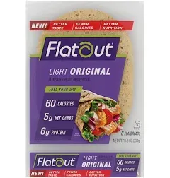 Flatout Flatbread, Light Italian Herb Wraps, Perfect for Use as Sandwich Bread, Pizza Crust, Tortillas, Wraps and More, 8 Flatbreads, 2 Pack