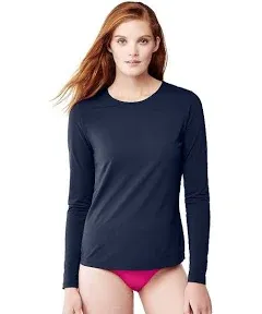 Lands' End Women's Long Crew Neck Long Sleeve Rash Guard