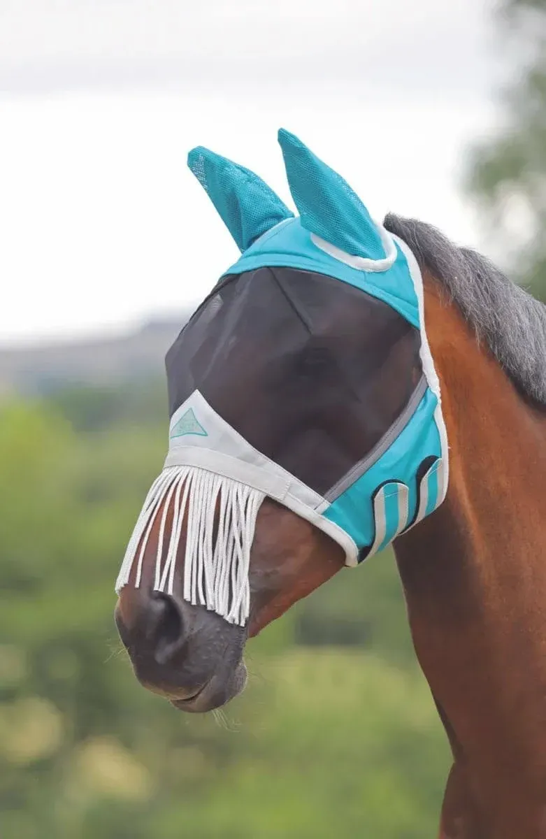 Shires Equestrian Fine Fly Mask With Ears &amp; Nose Fringe