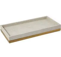 Ivory Faux Shagreen Leather Decorative Tray