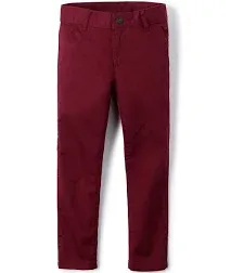 Boys Uniform Stretch Skinny Chino Pants - Burgundy