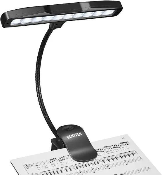 Kootek Clip On Book Lights Music Light Stand 10 LED Orchestra Lamp Adjustable Neck Reading Light Rechargeable USB Desk Lamp