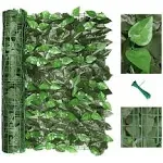 Artificial Ivy Privacy Fence Screen, 120x40 Inch Artificial Faux Ivy Hedge, Expandable Faux Privacy Fence with 80 pcs Zip Ties Decoration for Outdoor Garden, Color Printing Watermelon Leaves