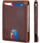 Serman Brands Travel Wallet RFID Blocking Bifold Slim Genuine Leather Thin Front