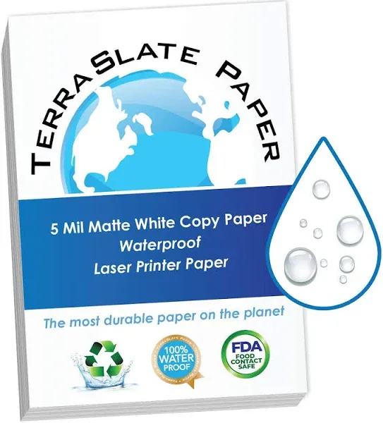 Paper 8 MIL 8.5&#034; x 11&#034; Waterproof Laser Printer/Copy Paper 100 Sheets