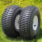 Heavy-Duty Lawn Mower Tires 15x6-6 | 2-Pack Tubeless - Turf-Friendly Design