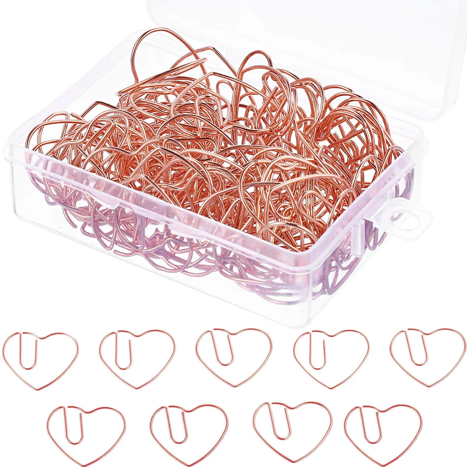 100 Pieces 3 cm Love Heart Shaped Small Paper Clips Bookmark Clips for Weddin...