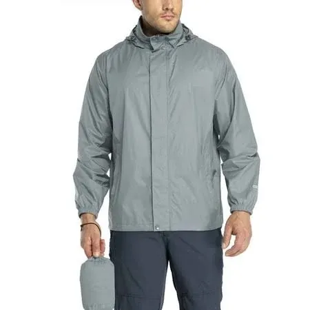 33,000ft Packable Rain Jacket Men's Lightweight Waterproof Rain Shell Jacket Raincoat with Hood for Golf Cycling Windbreaker