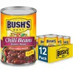 Bush's Best 16 oz Canned Spicy Dark Red Chili Beans, Source of Plant Based Protein and Fiber, (Pack of 12)