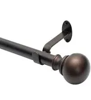 Cordelia 1" Window Drapery Single Curtain Rod with Globe Ball Finial