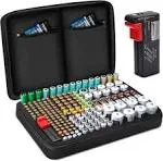 Battery Organizer Storage Box, Garage Case Holder for 24 AA, 30 AAA Batteries 