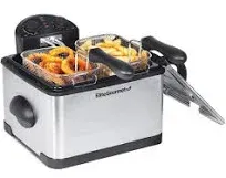 Elite Gourmet EDF-401T Electric Immersion Deep Fryer 3-Baskets, 1700-Watt, Timer Control, Adjustable Temperature, Lid with Viewing Window and Odor Free Filter, Stainless Steel and Black