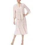 R & M Richards Womens Dress with Jacket 2 PC Chiffon - Mauve - 16