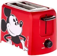 Disney DCM-21 Mickey Mouse 2 Slice Toaster Red Imprints Toast Select New in Box