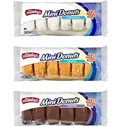 Mrs. Freshley's Donut Variety Assortment, Chocolate Frosted, Crunch, and Powdered Sugar, Pack of 12