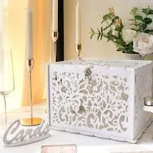 OurWarm White Wedding Card Box with Lock