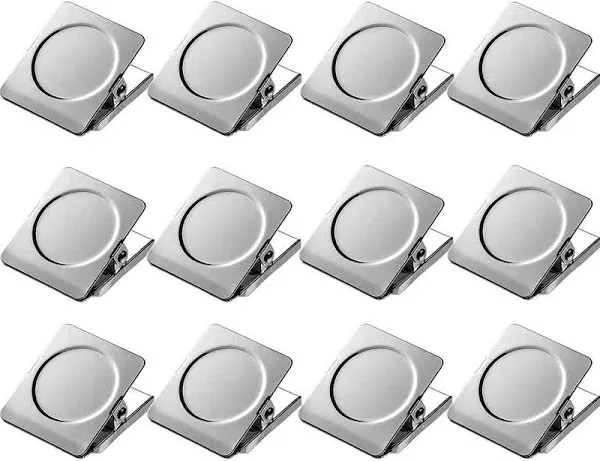 Magnetic Clips 1.5 inch, 12 Pack Heavy Duty Magnet Metal Clips for Hanging, Strong Magnet Clips for Whiteboard, Fridge, Classroom, Refrigerator