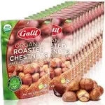 Galil Organic Roasted Chestnuts Pack of 12 Shelled & Ready to Eat - Gluten Free, Vegan, Organic, Non-GMO, Kosher Snacks - Great for Baking, Cooking & Turkey Stuffing 3.5oz Bags