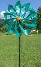 Festival Turquoise Wind Spinner Metal Kinetic Garden Yard Art 94" H  | eBay