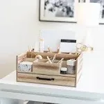 BLU MONACO Natural Wooden desktop Organizer large desk accessories and workspace organizers