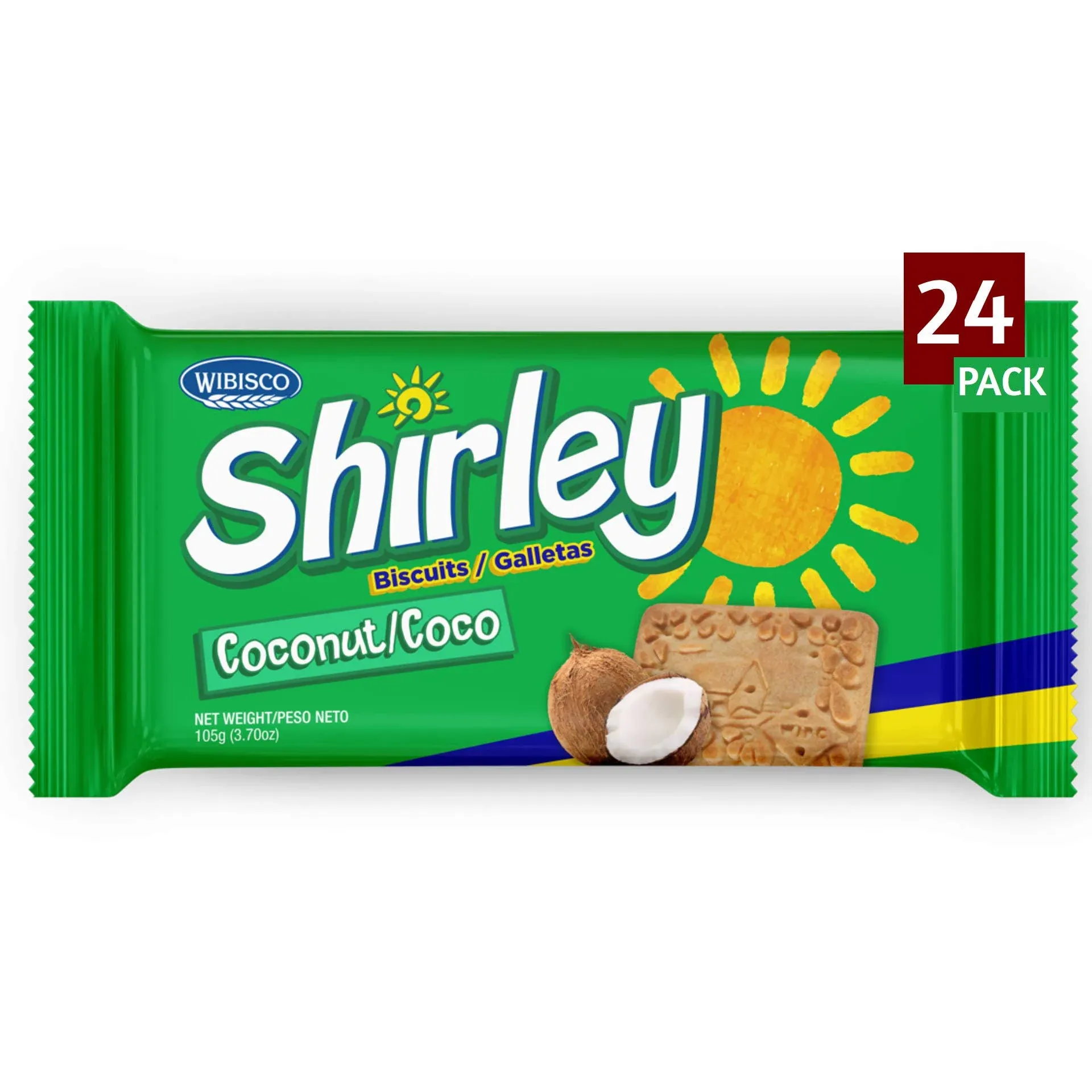 Wibisco Shirley Biscuits, Coconut, 3.7, Coconut 3.7 Ounce (Pack of 24)