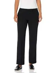 Kasper Stretch Crepe Straight Tab Front Pants Women&#039;s 8 Black Solid Zip Hook&amp;Bar