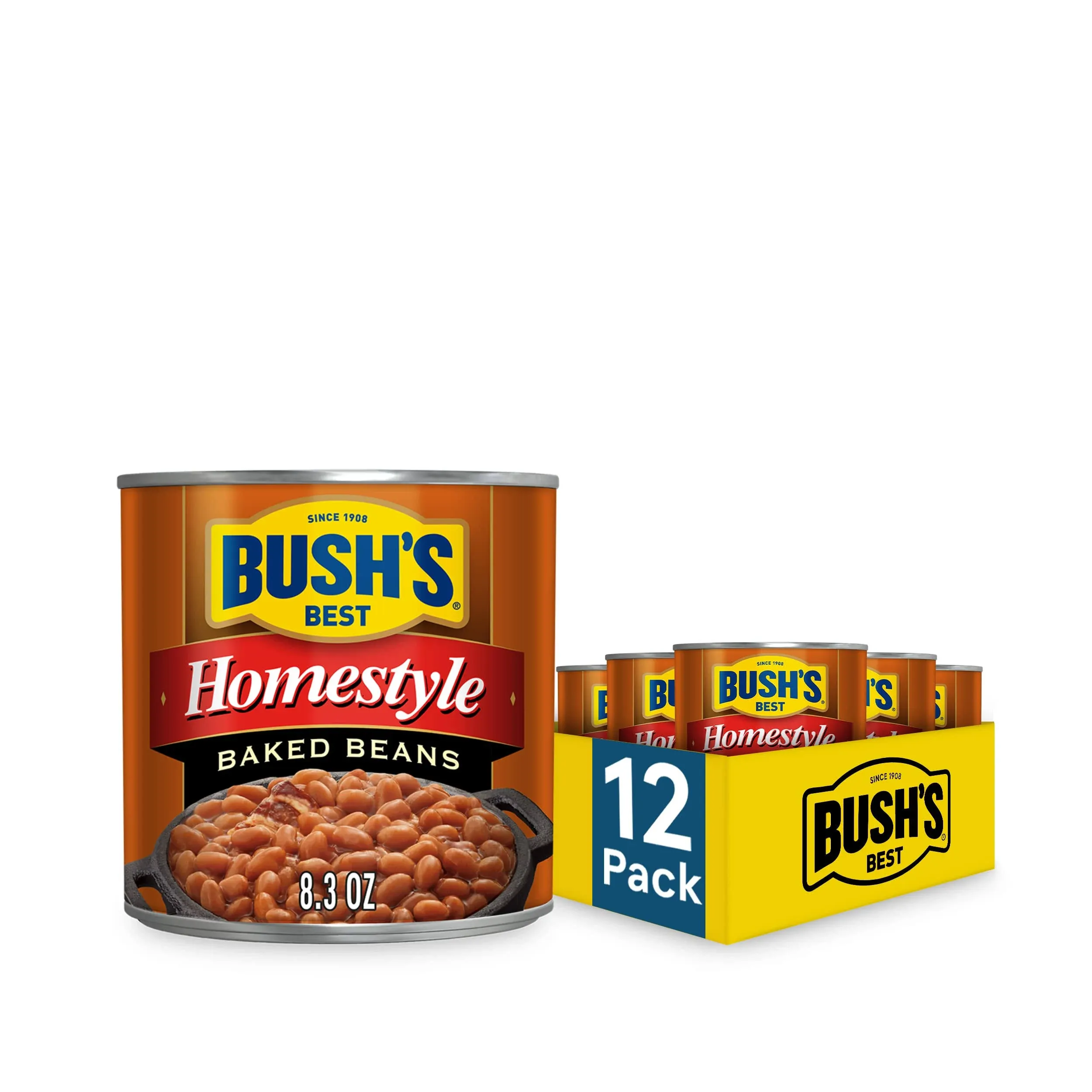 Bush's Best Baked Beans, Homestyle - 12 pack, 8.3 oz