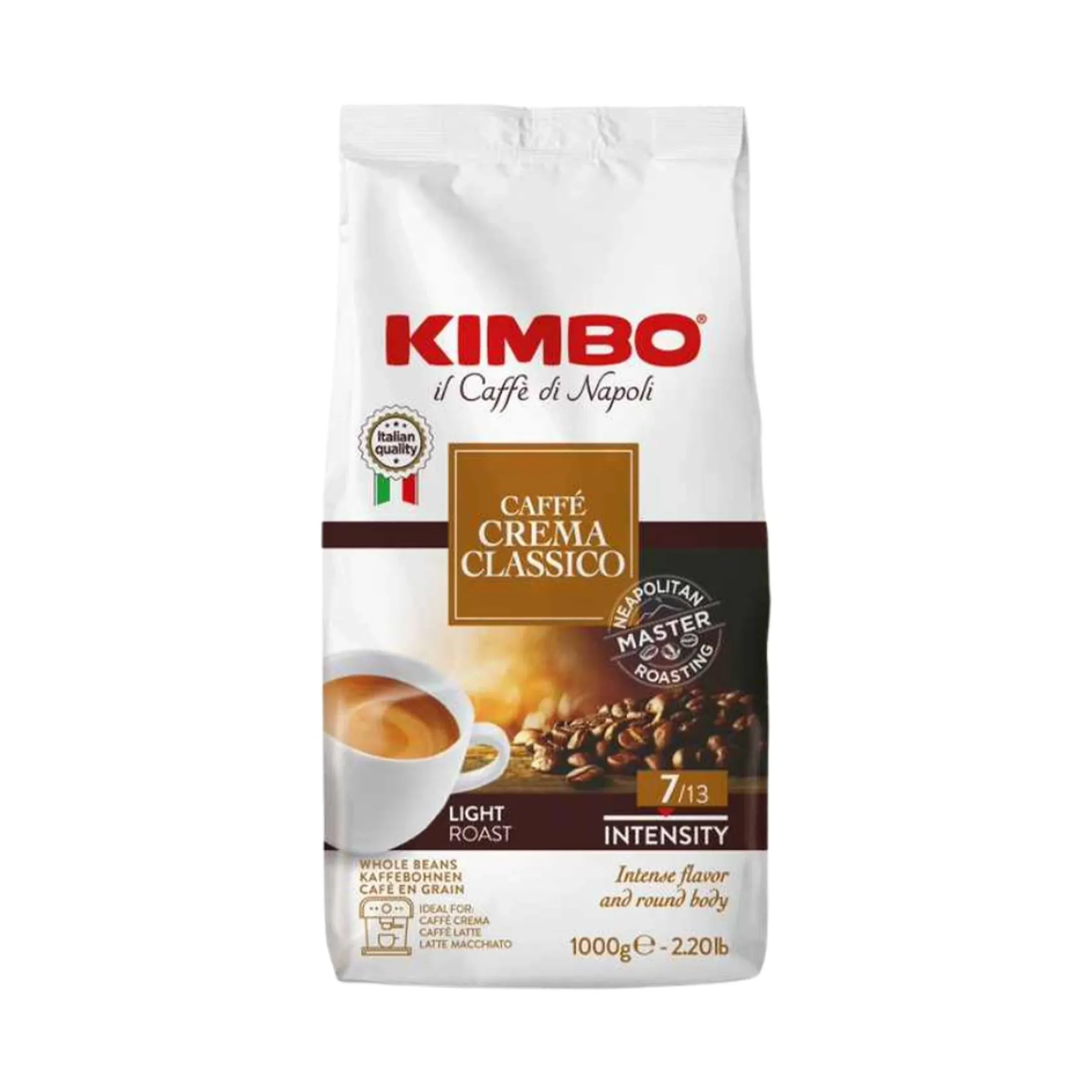 Kimbo Espresso Crema Classico Beans, Light Roast, 2.2 Lbs Bag