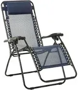 Adjustable Zero Gravity Folding Reclining Lounge Chair with Pillow, Navy Blue