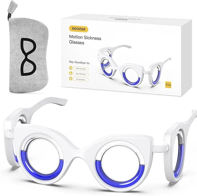 NEOISM Motion Sickness Glasses Car Sickness Glasses Relieve Carsickness Airsickness Seasickness Portable Anti Nausea Car Sick Glasses Adults or Kids