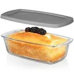 Razab LARGE 7.6 Cups/1800 ML/1.9 Qt Glass Loaf Pan with Lids - Meatloaf Pan BPA free Airtight Lids Grip Handle Easy Carry, Microwave and Oven Safe - Loaf Pans For Baking Bread, Cakes, Glass Loaf Pan