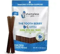 Shameless Pets The Tooth Berry Dental Sticks Dog Treats