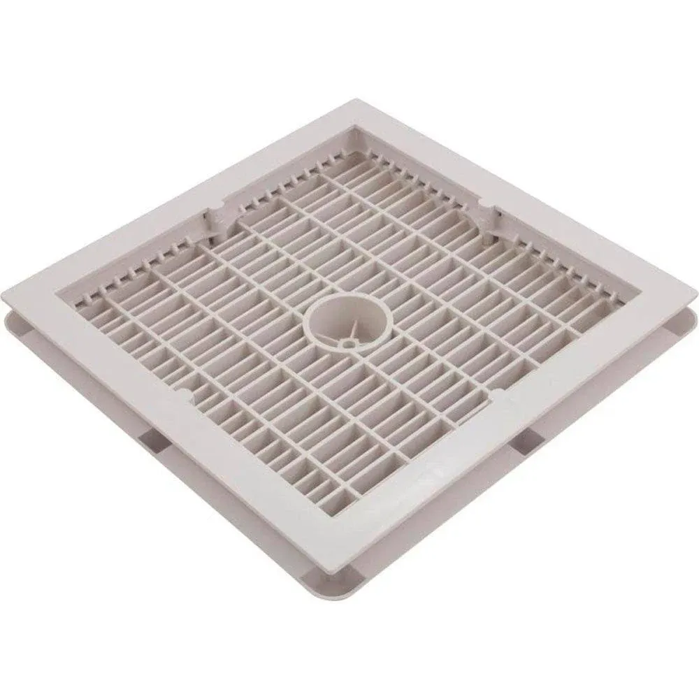 AquaStar White 12x12 in. Square Wave Suction Outlet Cover with Vented Riser Ring WAV12WR101