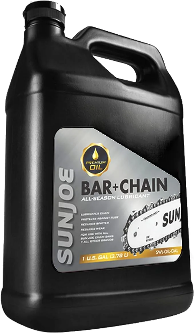 Sun Joe SWJ-OIL-GAL Premium Bar, Sprocket, Season Chainsaw Lubrication, Universal Saw Chain Oil for Fast Efficient Cutting 1 Gallon, Black