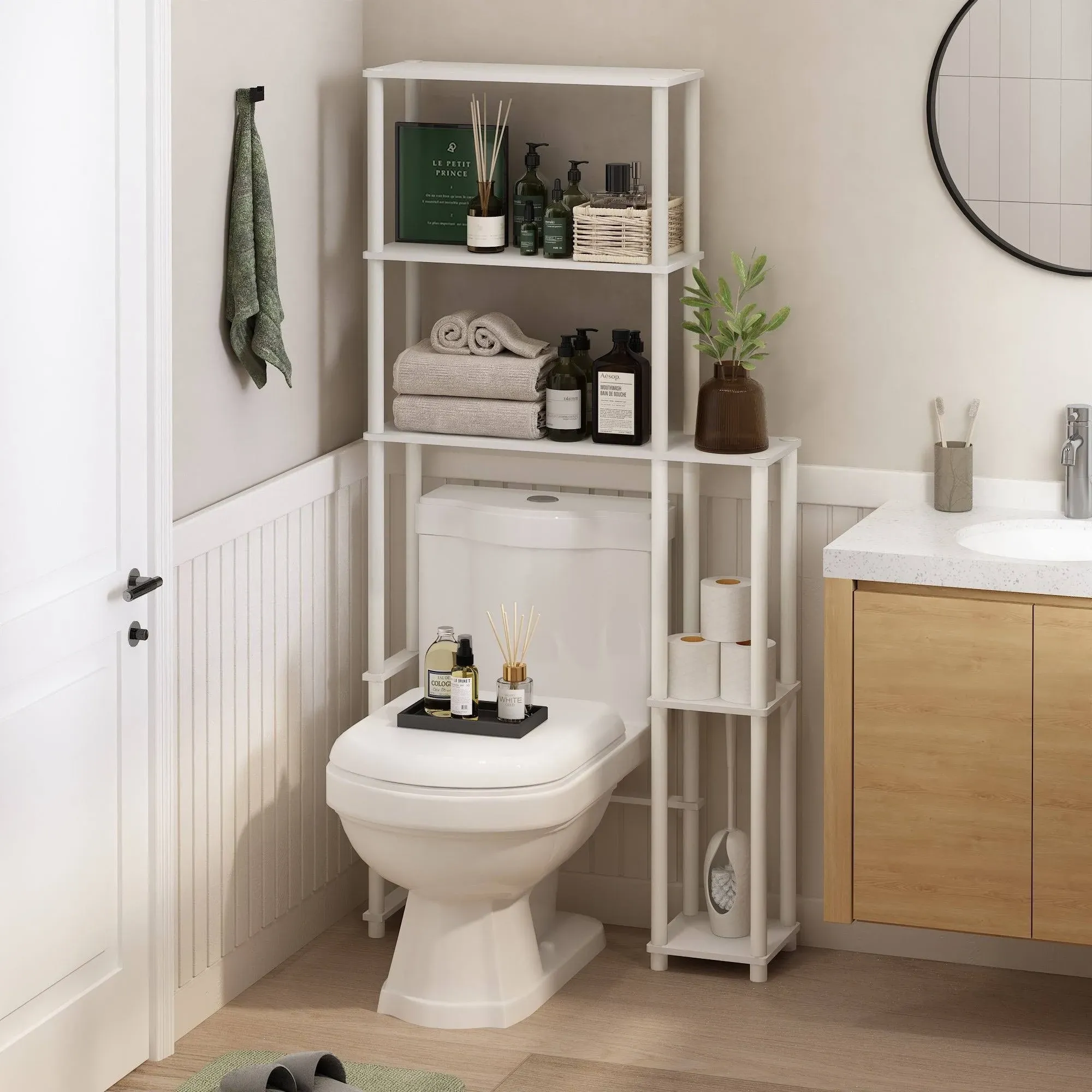 Furinno Turn-N-Tube Toilet Space Saver with 5 Shelves